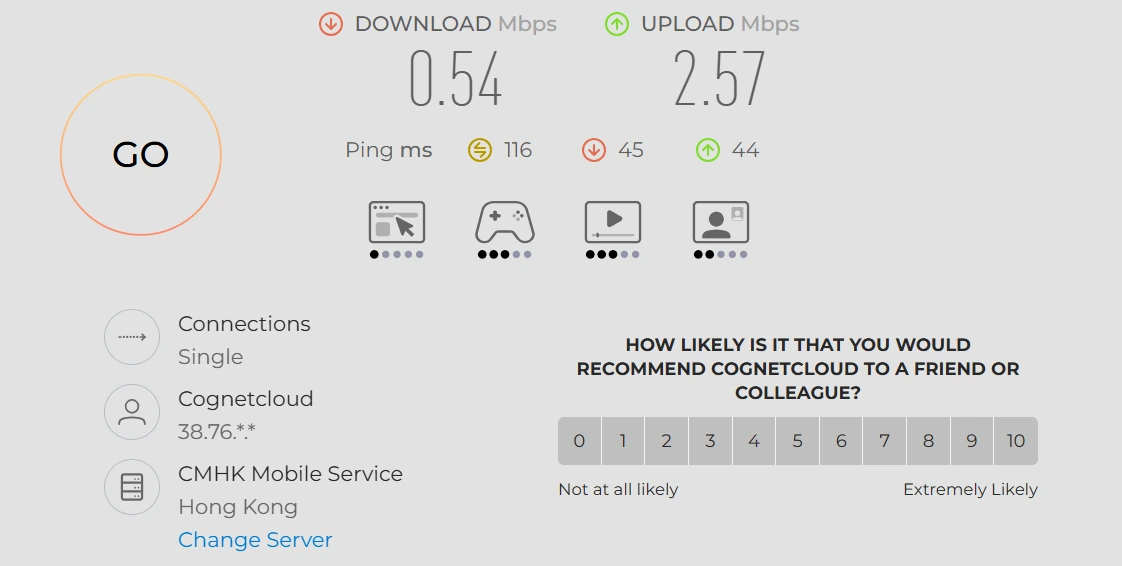 Speedtest 移动 · 高峰期