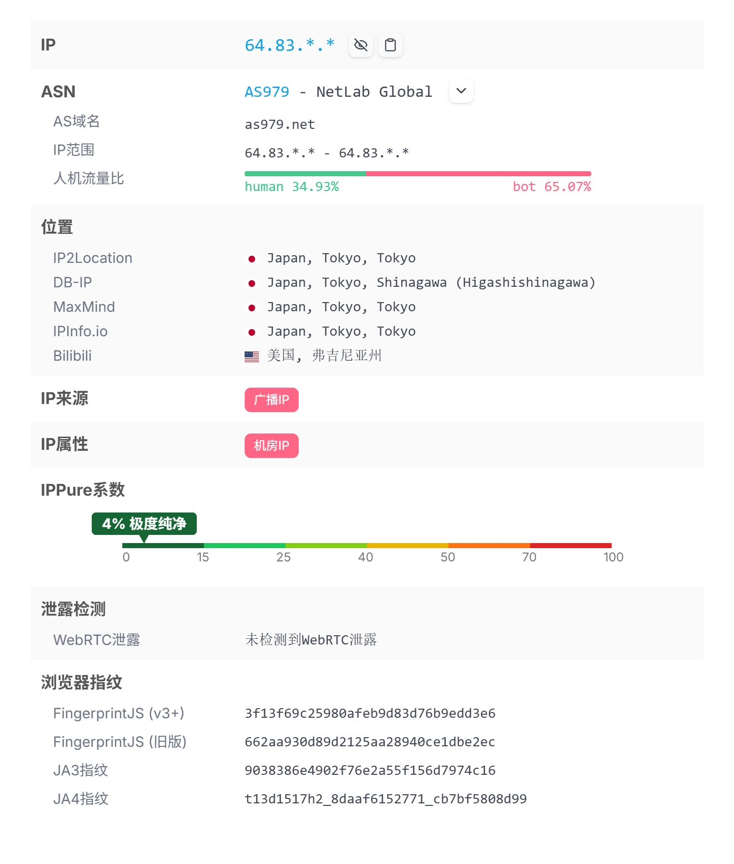 IPPure 纯净度检测