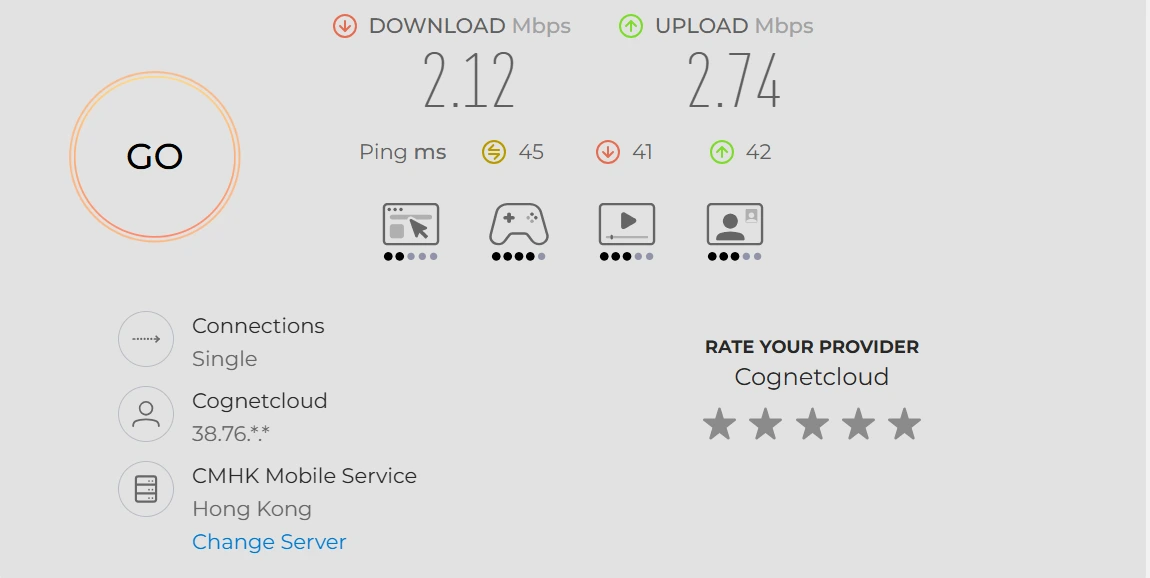 Speedtest 移动 · 非高峰期