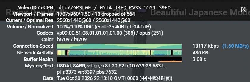 YouTube 移动 1440p 测试